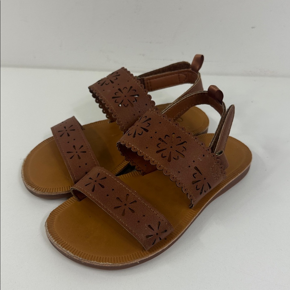 OshKoshBGosh Brown Kids Sandals with Velcro Girls size 10M summer beach stylish - Picture 3 of 11